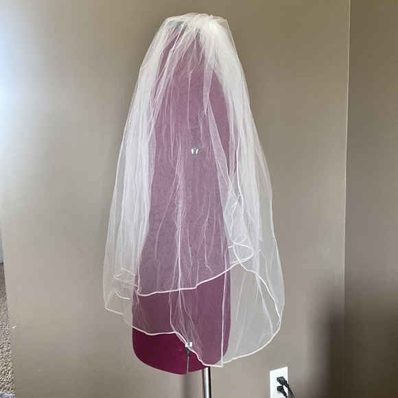 Two Tier Bridal Wedding Veil with Rhinestone Edging main image 6